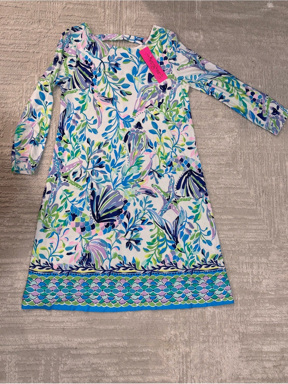Lilly Pulitzer Women’s Long Sleeve Floral Shell-Print Dress - Blue & Green